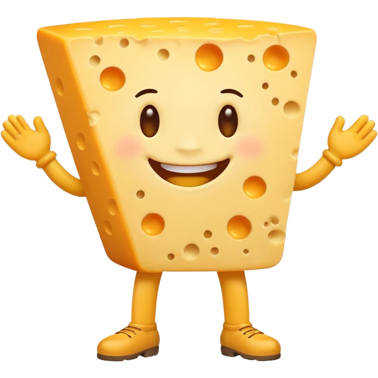 A cheese with arms and legs and gritted teeth emoji