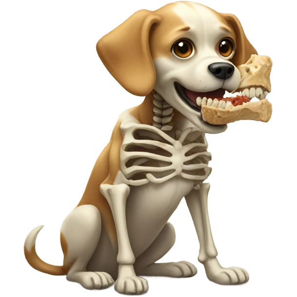 Dog eating skeleton  emoji