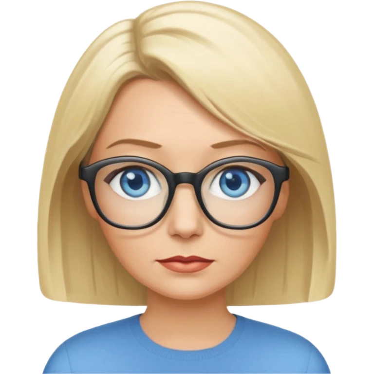 white woman blue eyes glasses middle aged blonde bob emoji