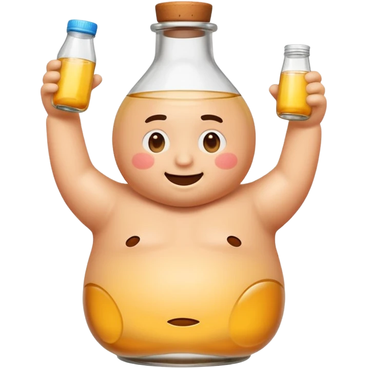 glass bottle containing a plump man, playful and lighthearted emoji style emoji