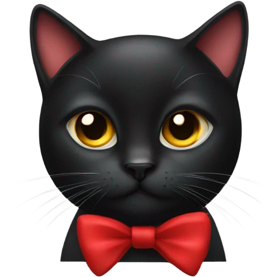 a black cat with red bow emoji