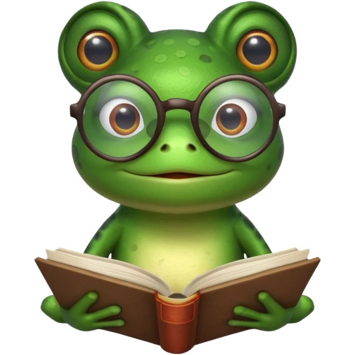 frog with glasses and book emoji