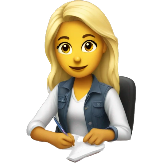 blonde girl doing homework  emoji