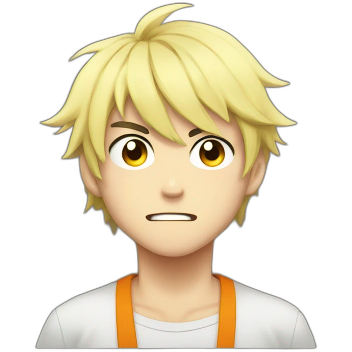 anime boy with angry face emoji