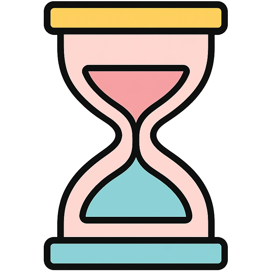 aesthetic hourglass, mid-turn, elegant and modern, pastel colors, minimal icon design emoji