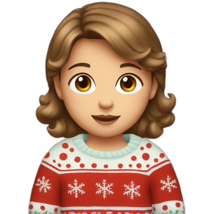 Brown hair baby in Christmas pullover emoji
