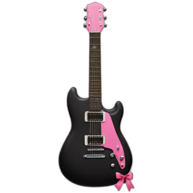 Black guitar with a thin coquette pink bow  emoji