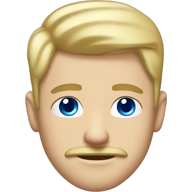 man with mustache, white man, blue eyes, blonde hair with shaved sides, handsome emoji