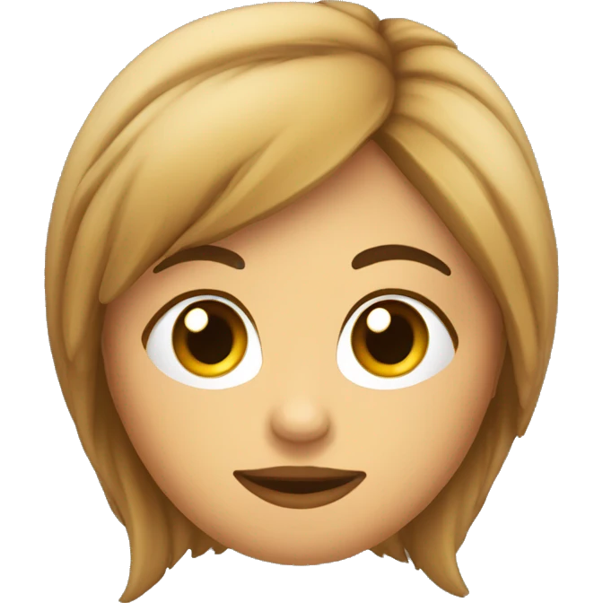 chica pelo castaño,con ojos marrones, con una compu  emoji