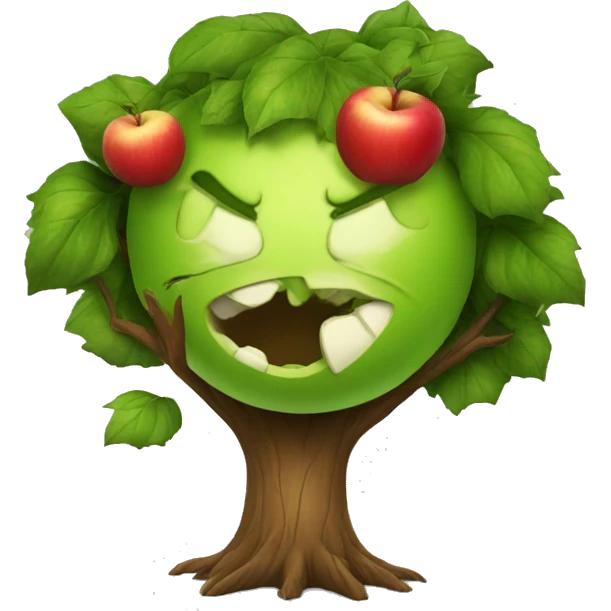 Angry apple bites the good tree emoji