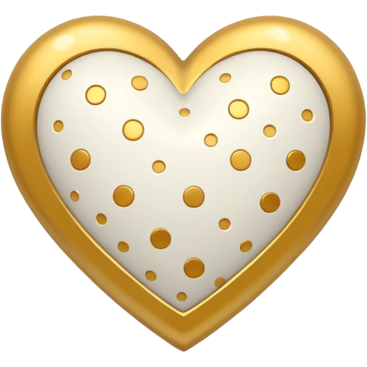 White heart with small gold polka dots emoji