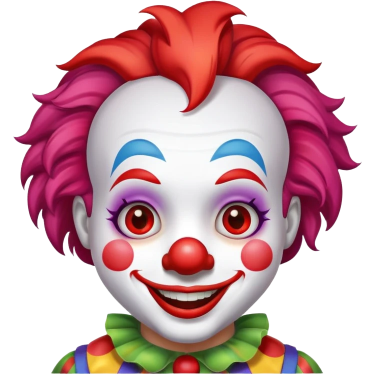 a cute clown with red nose and colorful hair emoji