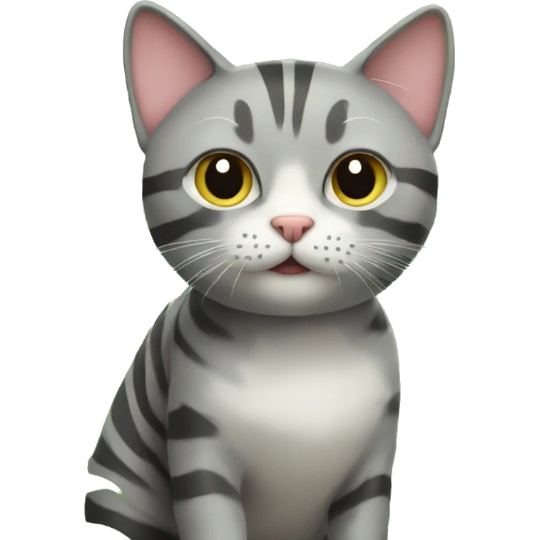 Grey striped cat in the garden  emoji