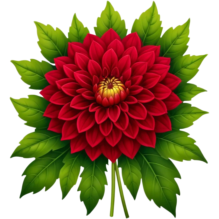 luxuriant, big bouquet Red Dahlia, stem, leaf emoji