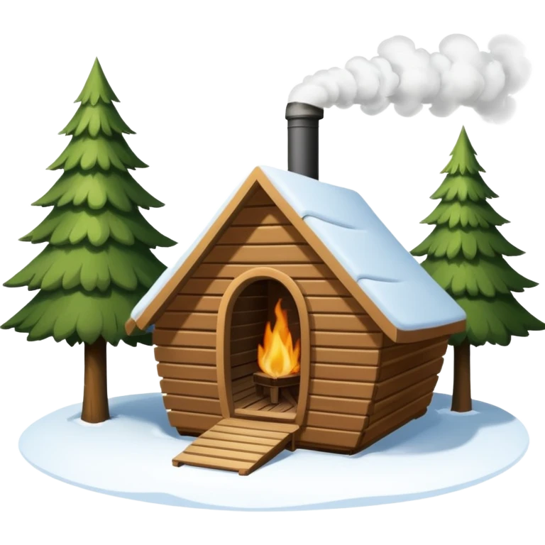 la tent that is a sauna and its smoke out the pipe try one with snow and trees around also
ag den mer som en rundt firkant og sort, også kan det stå SAUNA på emoji