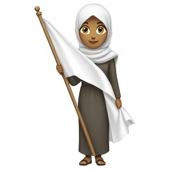 Hijabi girl holding white flag emoji