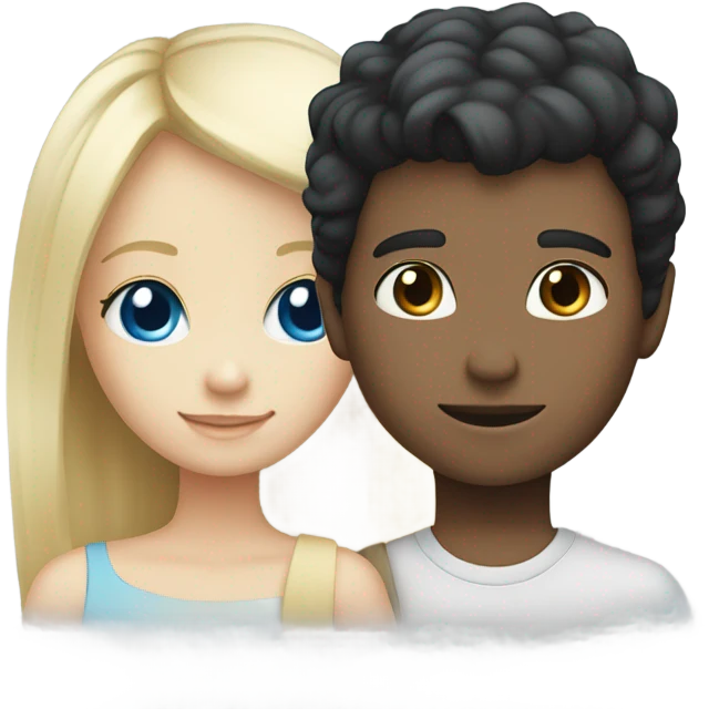 black hair boy and blonde hair blue eyed girl emoji