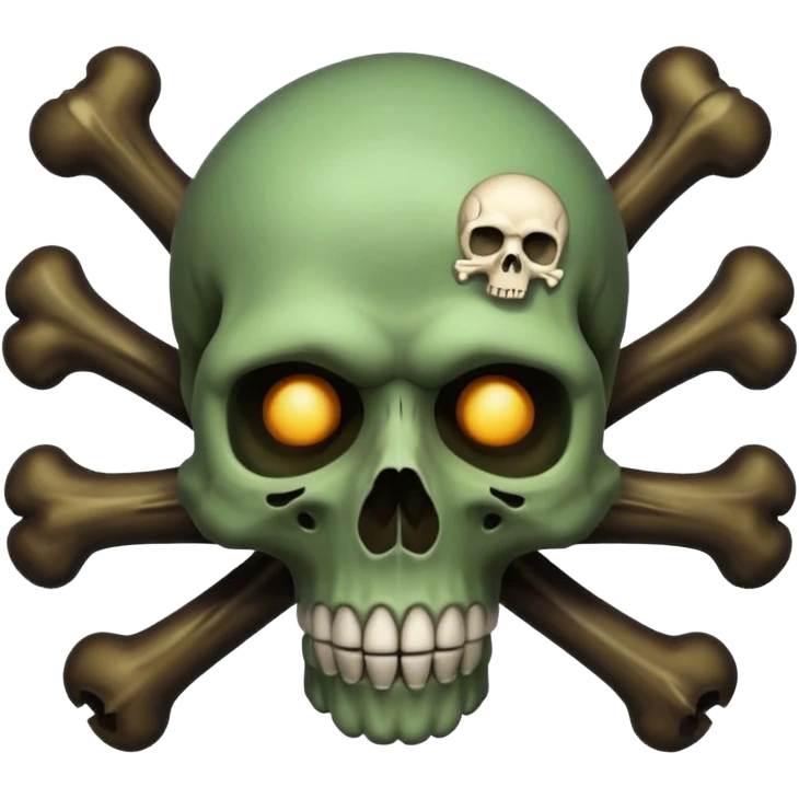 a poisonous cloud of gas, dark swamp color, with an image of a skull and two crossed bones behind the skull emoji