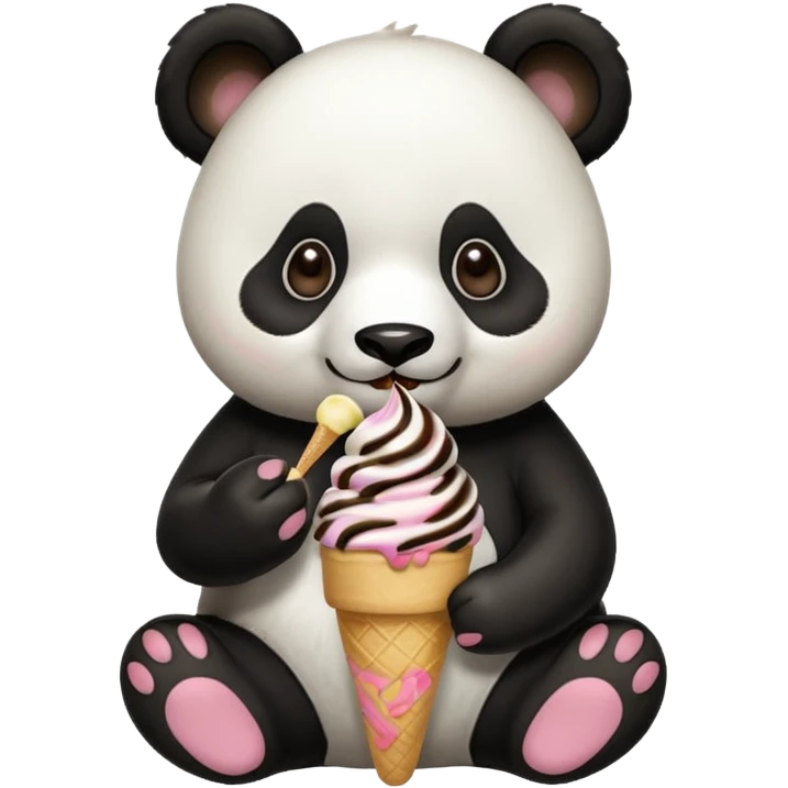 Panda eating ice cream emoji