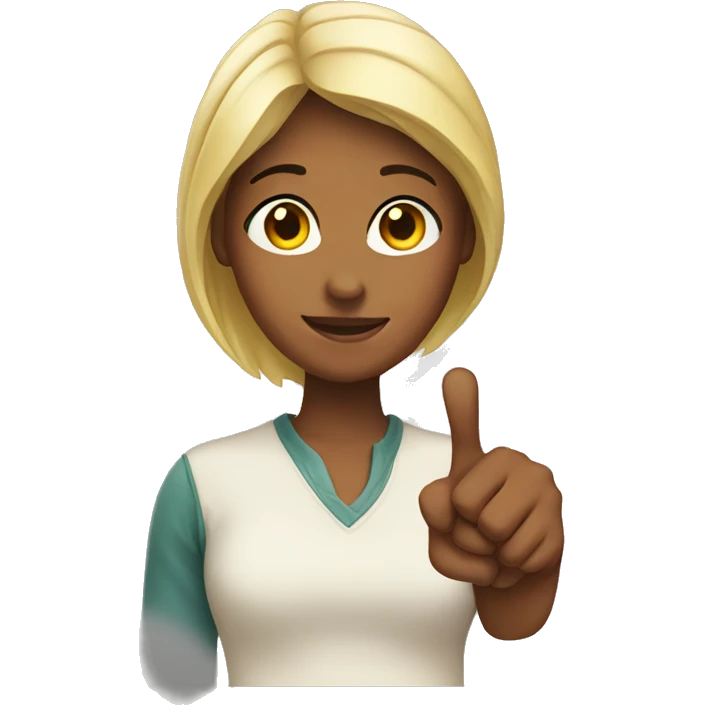 Girl with a thumb for a face emoji