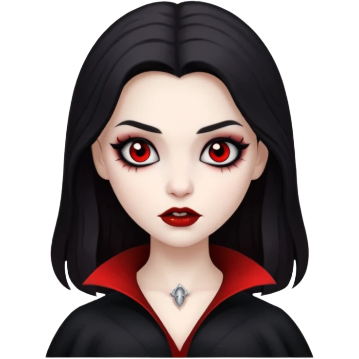 девушка вампир с очень бледной кожей, темными волосами и черными макияжем глаз  emoji