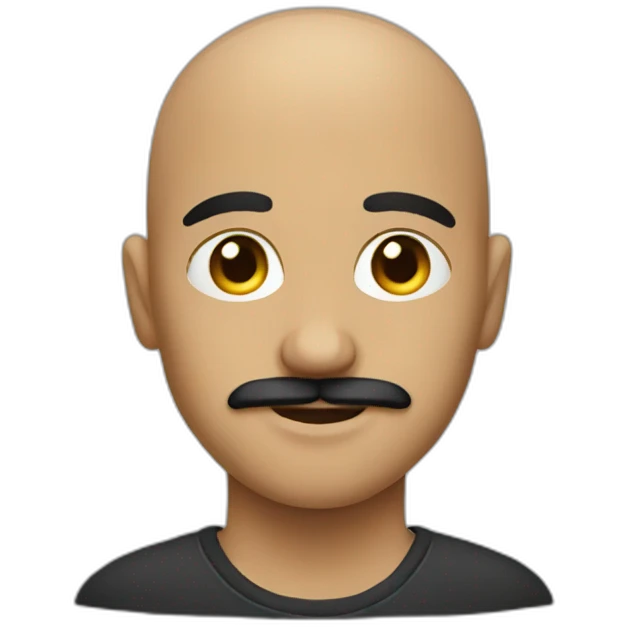 bald young developer with a black mustache emoji