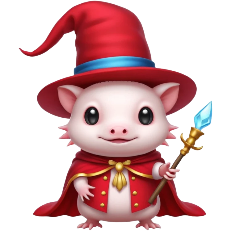 white axolotl with magician hat emoji