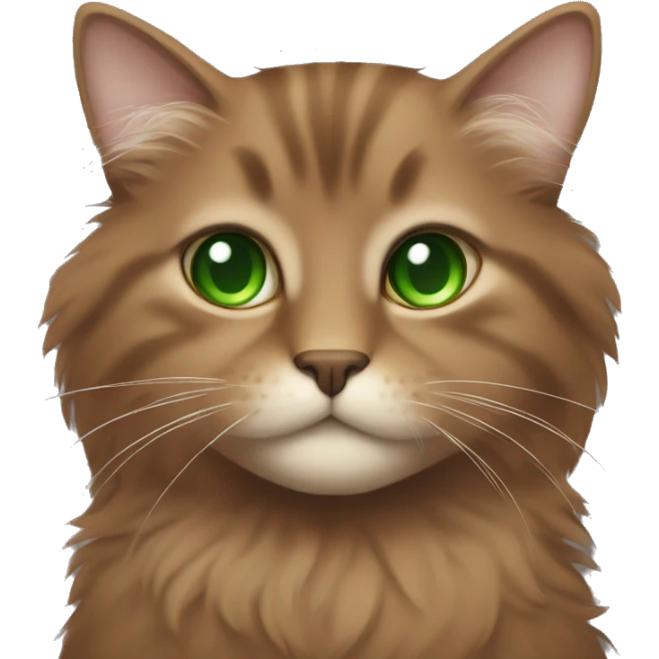 Brown fluffy cat with green eyes It's worth emoji