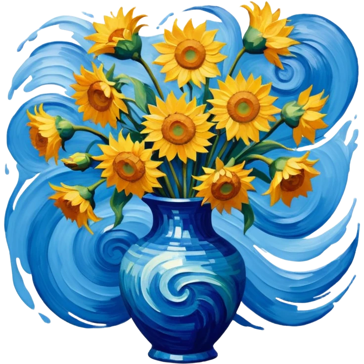 a vase with van gogh painting emoji
