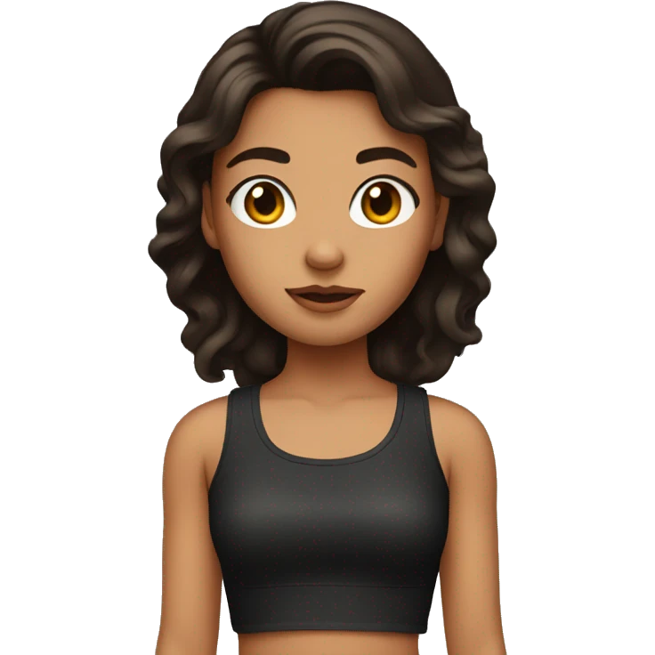 Girl with dark brown hair in a crop top emoji