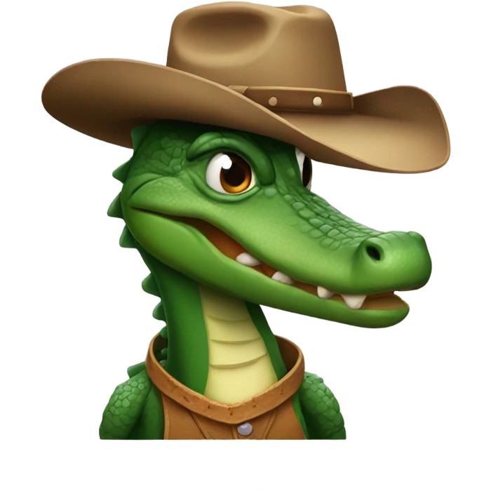 Alligator wearing a cowboy hat emoji