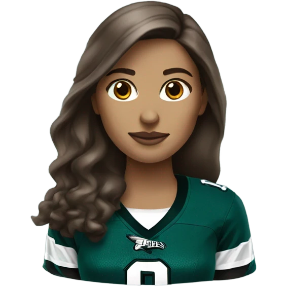  White female brown hair wearing Philadelphia Eagles jersey emoji