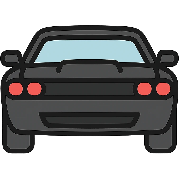 black Dodge Challenger with red front lights, colored icon emoji