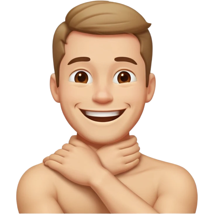 Guy with arms crossed on neck laughing emoji
