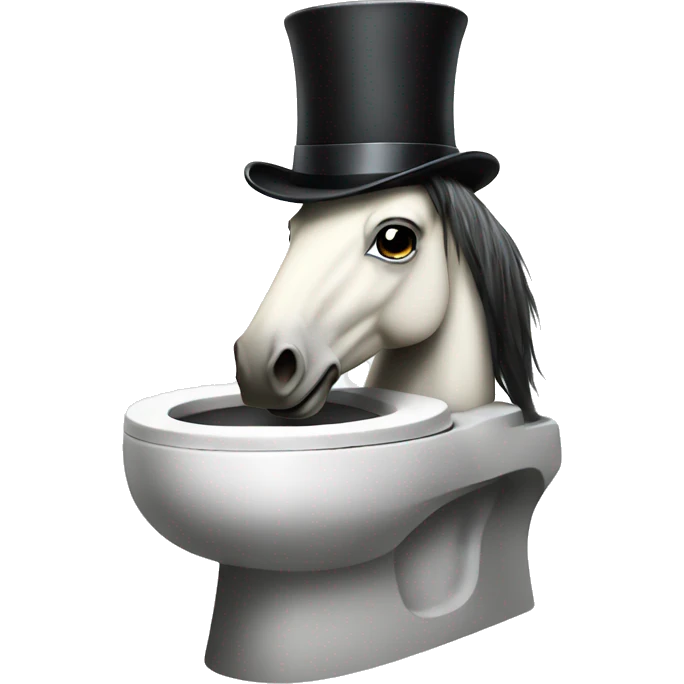 Horse with a top hat sitting on a toilet  emoji