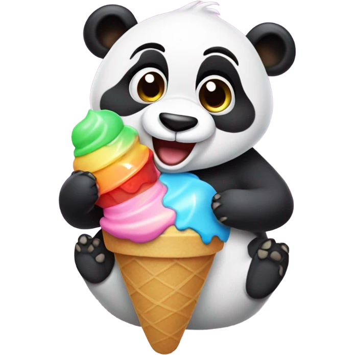 Panda eating ice cream emoji
