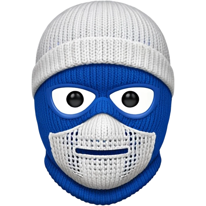 ski mask blue and white on half  emoji