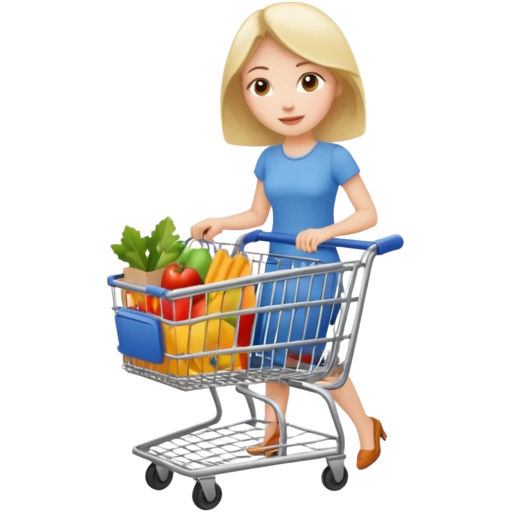A woman pushing a shopping cart emoji
