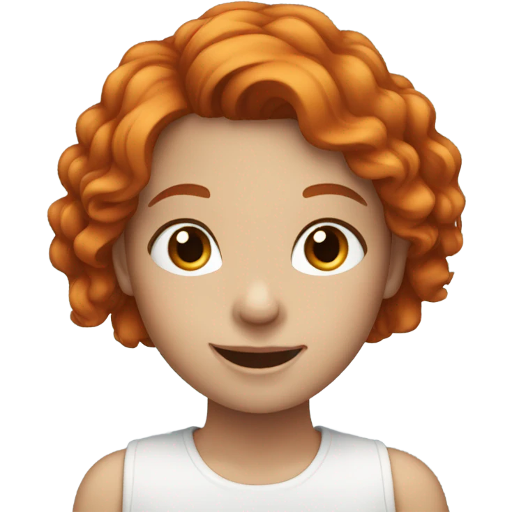smiling girl with dark orange hair and blue eyes emoji