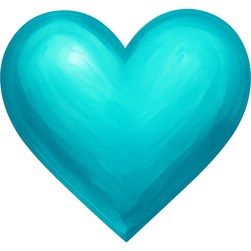 heart with a vibrant aquamarine color, digital illustration, no background emoji
