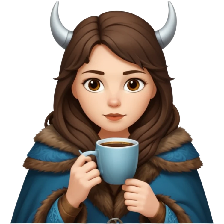 viking brunette woman drinking coffee emoji