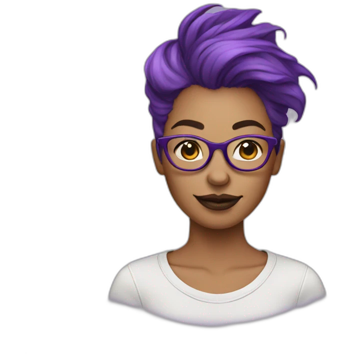 purple hair woman in glasses with a septum piercing emoji