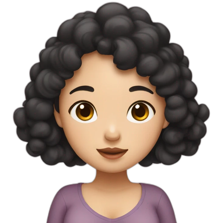 a asian pregnant girl with black poodle emoji