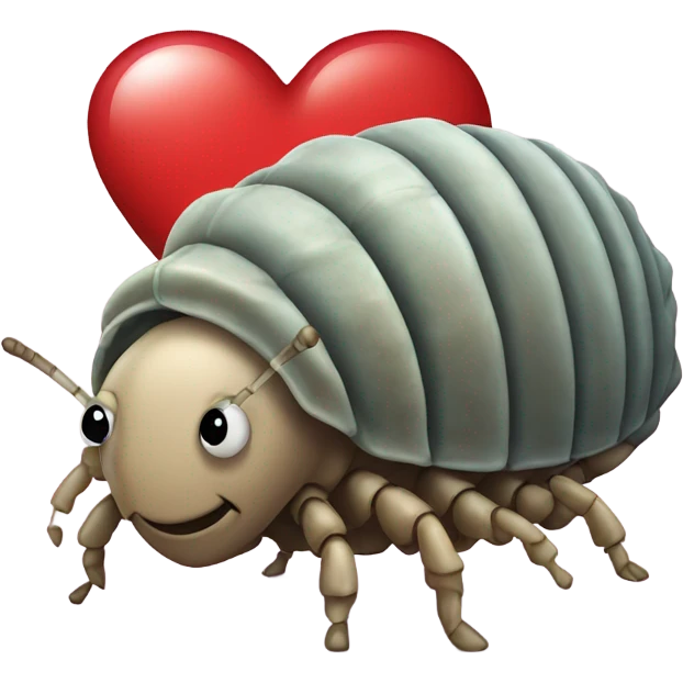 Isopod holding a heart emoji