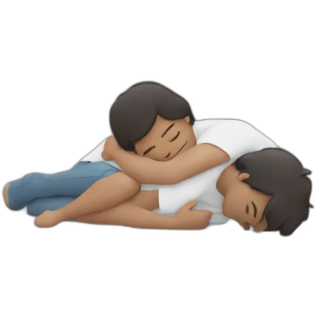 Two people hugging lying down emoji