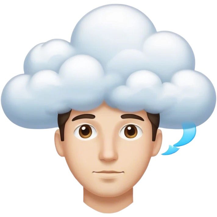 a man that has a dream cloud for a head emoji
