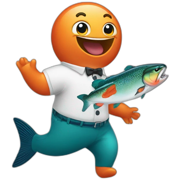Atlantic Salmon dancing with maracas emoji