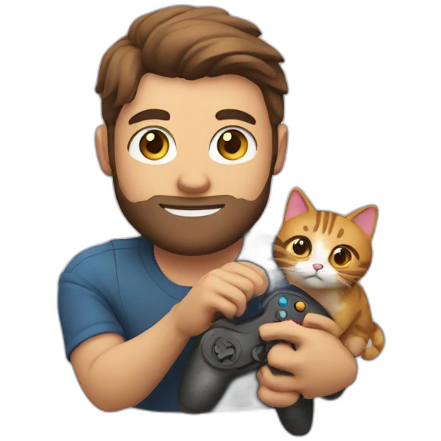 video game player with cat emoji