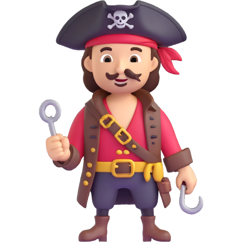 pirate with a hook hand, 3D emoji style emoji