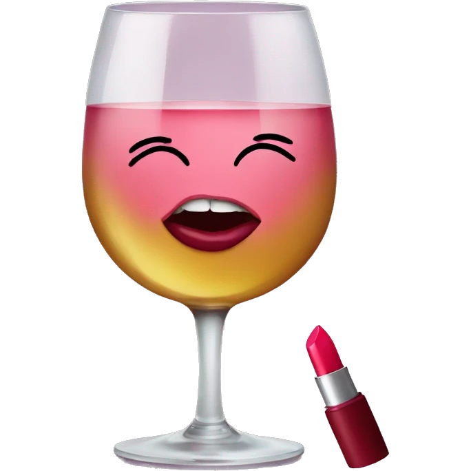 a glass of wine with a lipstick emoji